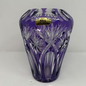 Nachtmann Echt Cut to Crystal Vase Amethyst purple color Lead Germany